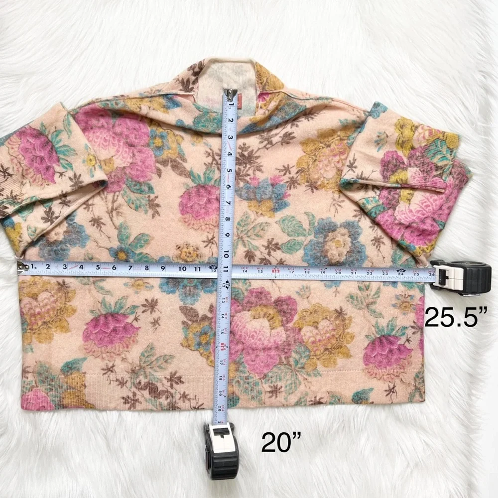 SOLD-Anthropologie Cashmere Floral Print Mock Neck Long Sleeve Sweater Pilcro - Picture 14 of 14